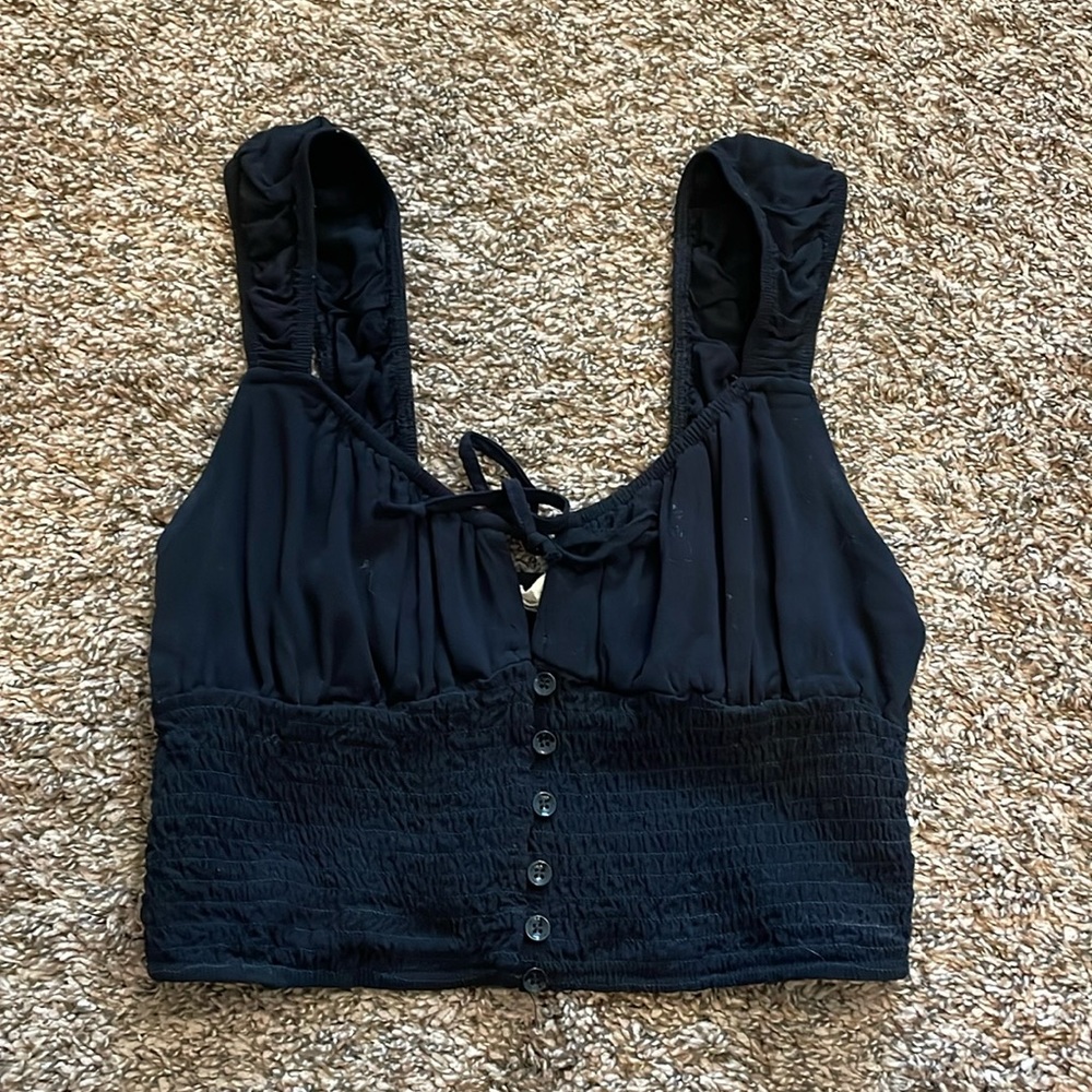 LA Hearts black cropped tank top
